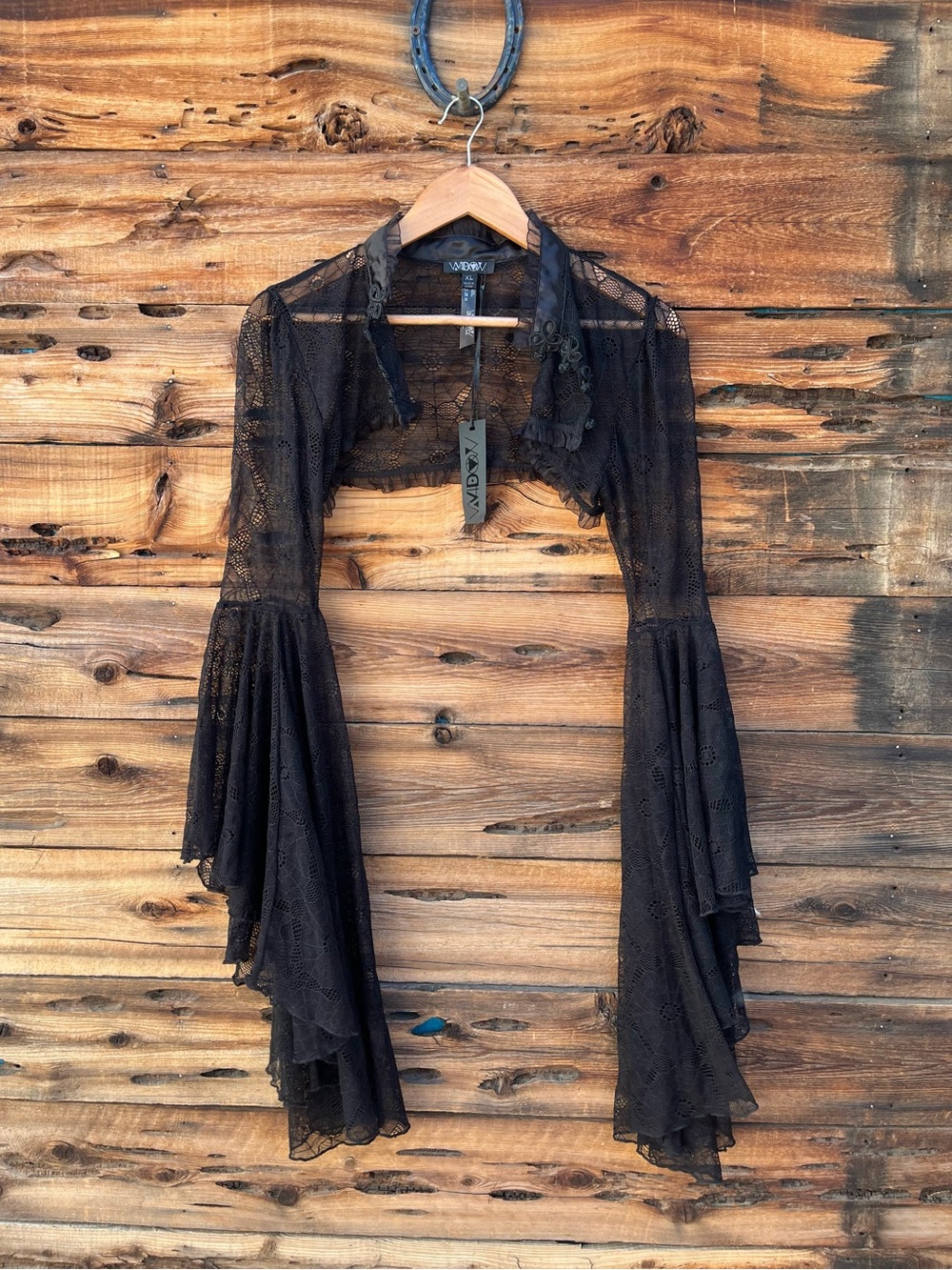 DOLLS KILL | NWT Black Lace Bolero Shrug with Dramatic Bell Sleeves XL